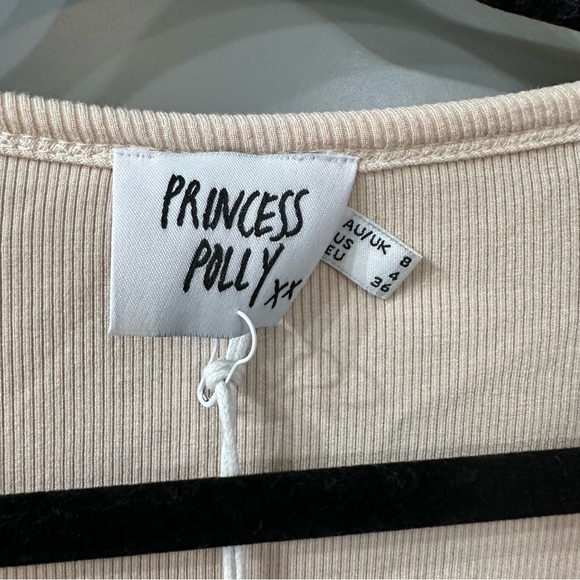 NWT Princess Polly Beige Crop Top Bridgeton Top Size 4 - Picture 4 of 6